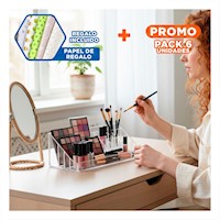 Pack6 Contenedor Acrilico 11 Divisiones Transparente para Organizar Cosméticos Y+Papel Regalo